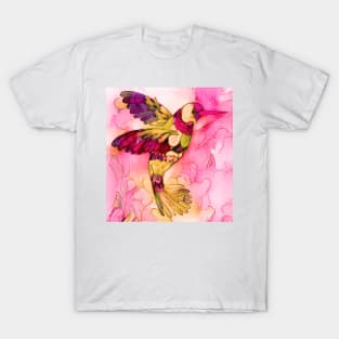 Pink Hummingbird Watercolour T-Shirt